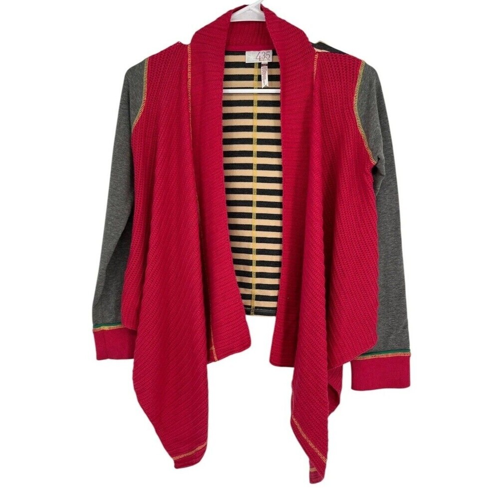 Matilda Jane 435 Cardigan Sweater Size 12 Girls Red Striped Draped Raglan